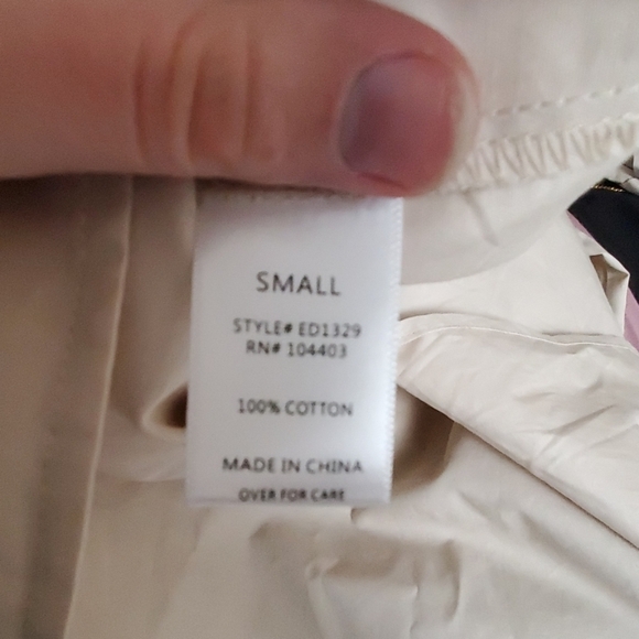 EVIDNT Beige cotton breathable long sleeve midi dress with statement bow sleeve - Picture 4 of 5